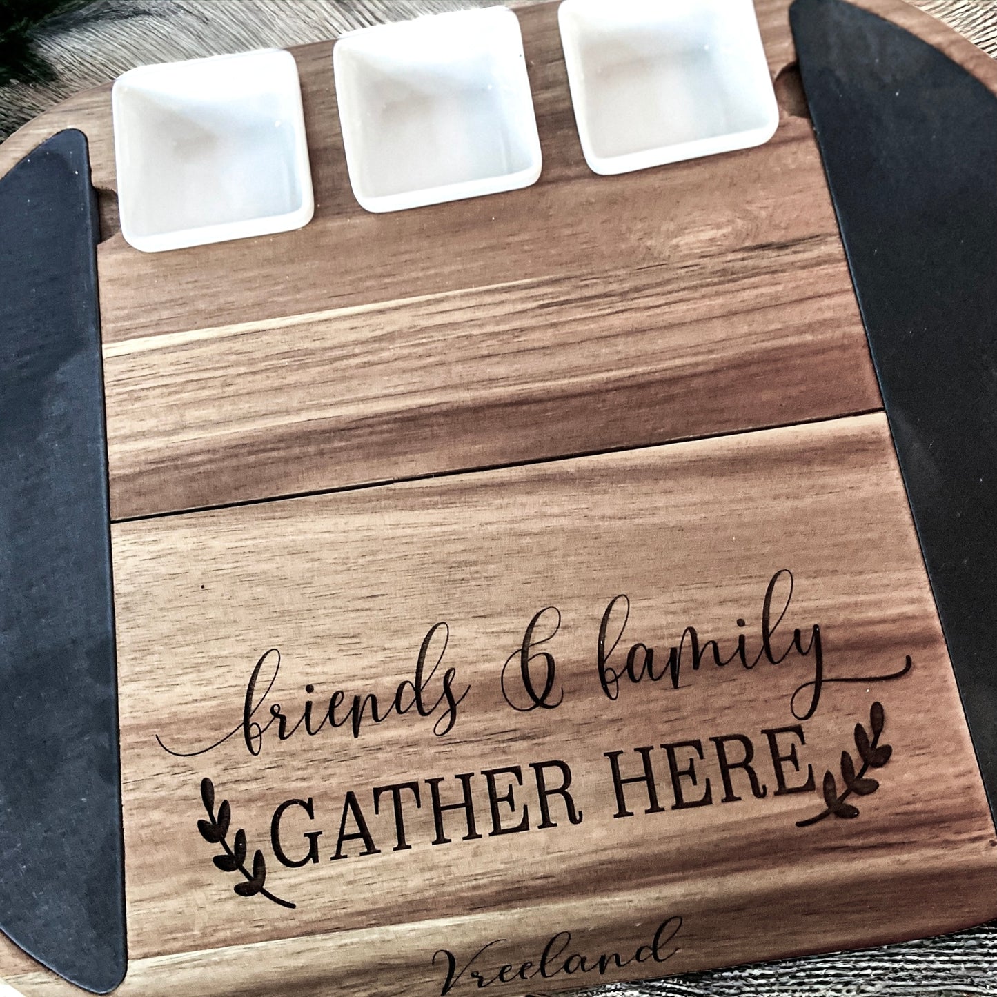 Wood and Slate Charcuterie Serving Set