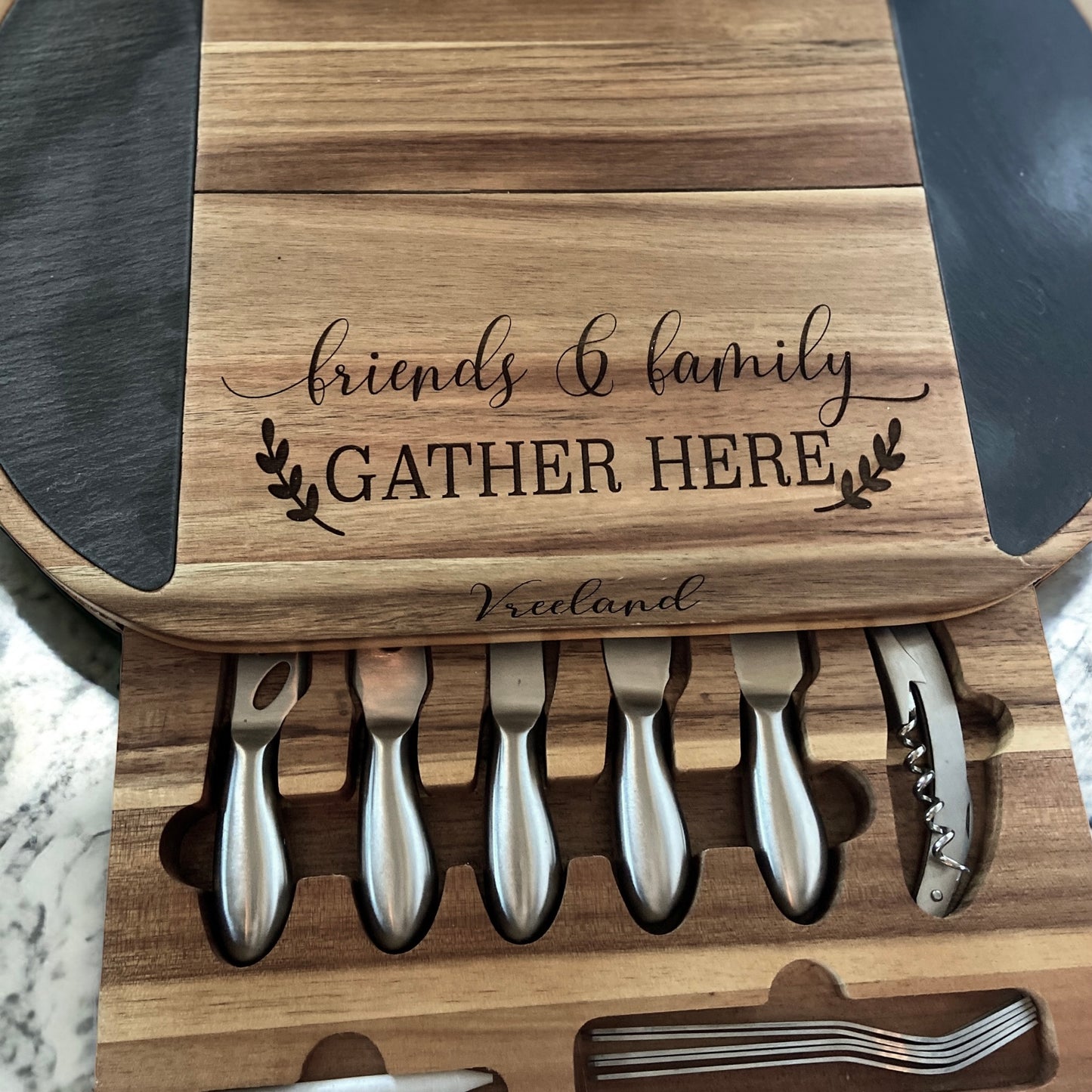 Wood and Slate Charcuterie Serving Set