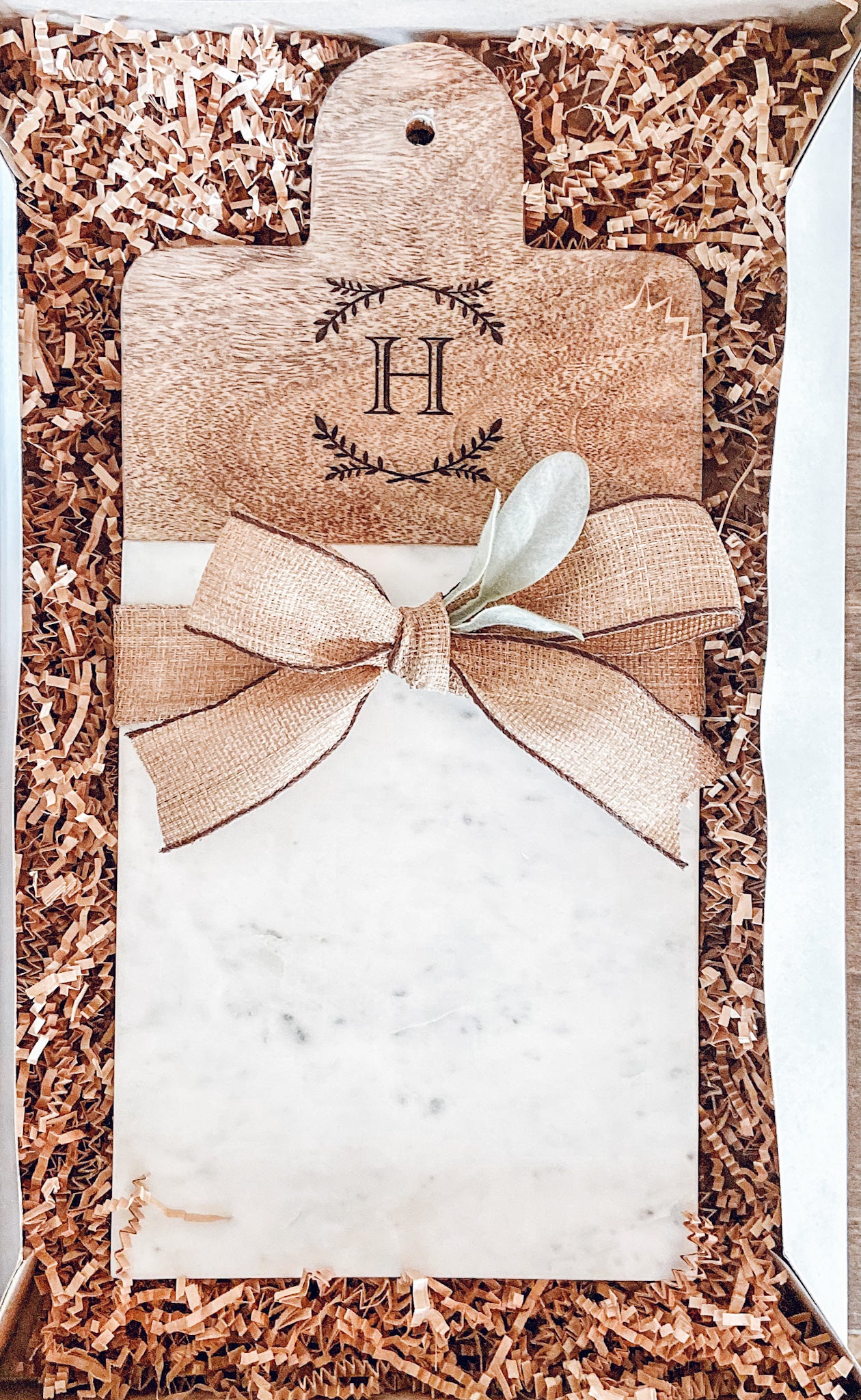 Wood & Marble Serving/Charcuterie Board - 13"x7" Rectangle