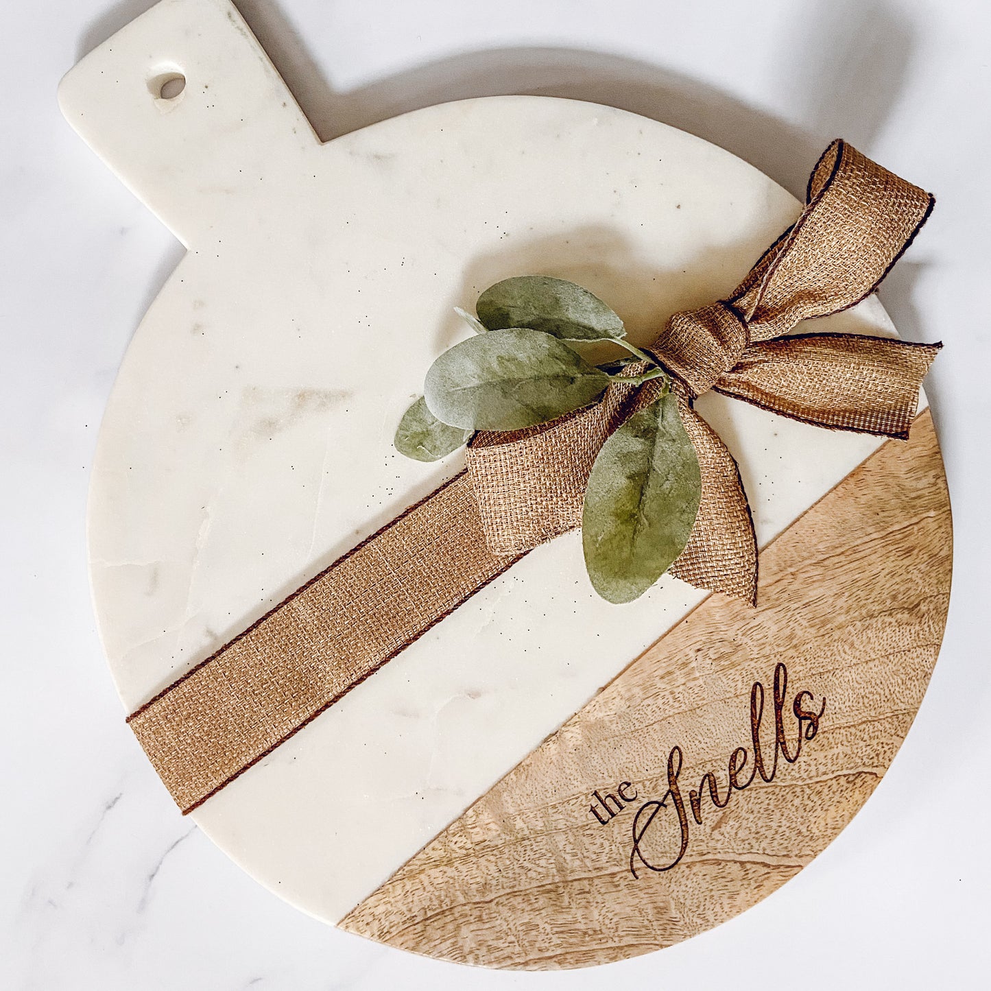Round Wood & Marble Charcuterie Tray