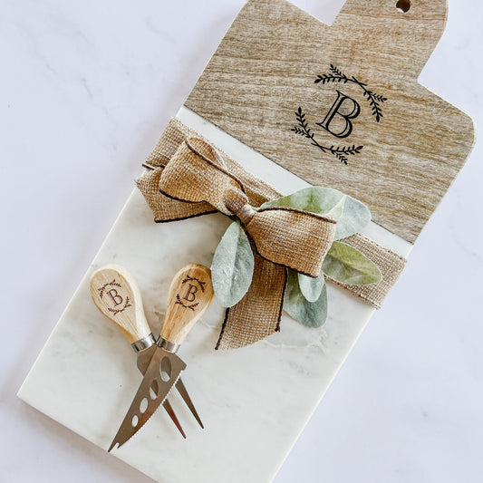 Charcuterie Tray & Cheese Knives Gift Set