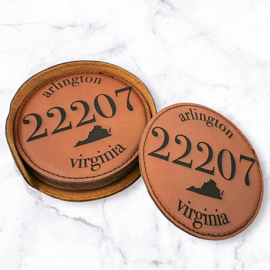 Vegan Leather Coasters - Zip code (Set of 6)